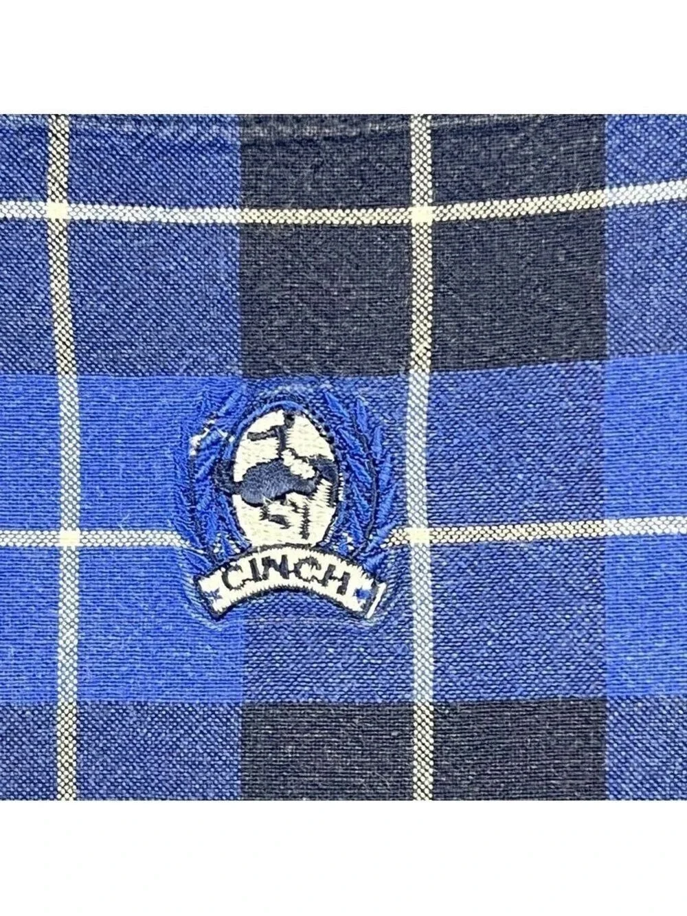 Cinch Western Shirt Men's Size Large Blue/Black Plaid Long Sleeve Button Down